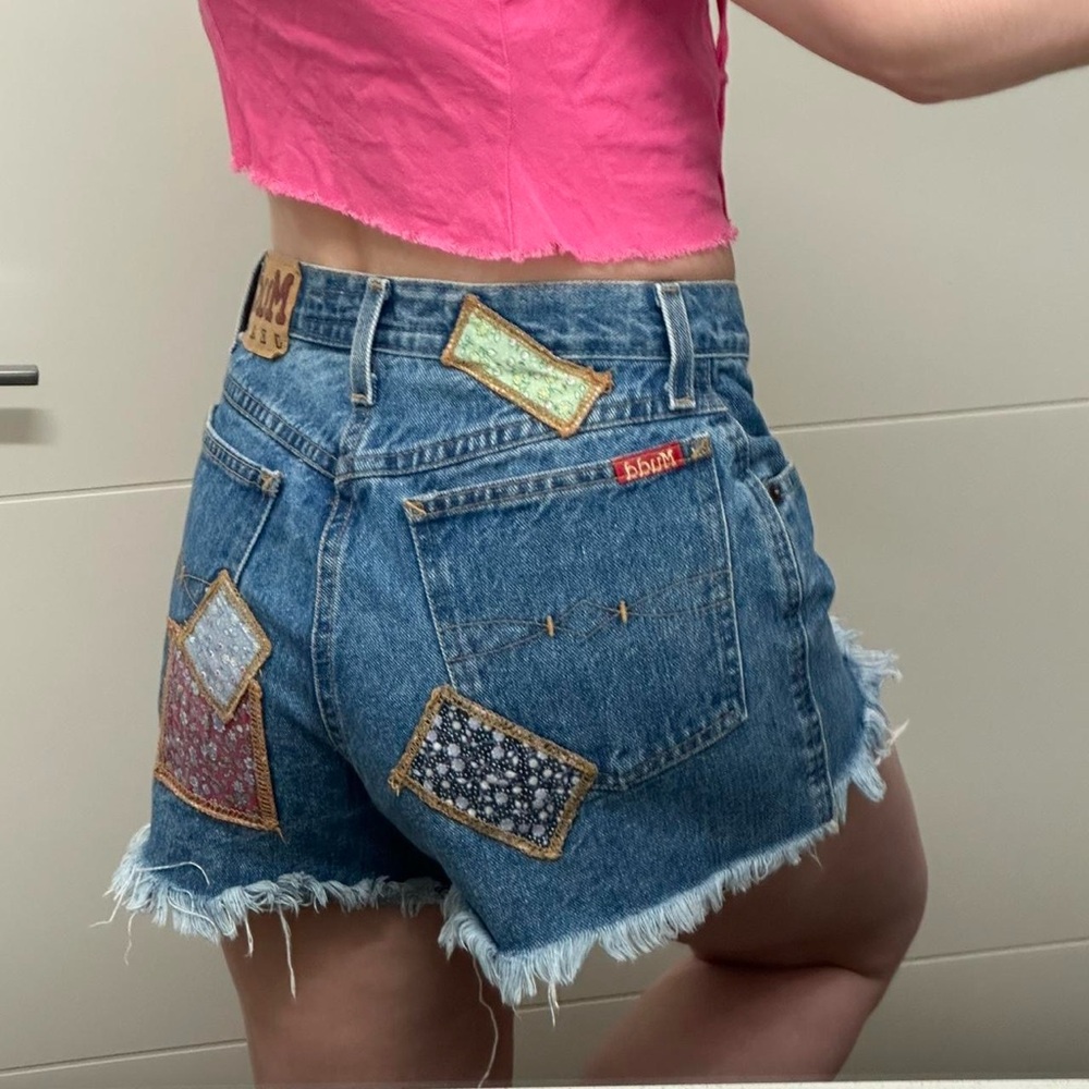 Vintage 90s Mudd Patchwork Denim Shorts - image 1